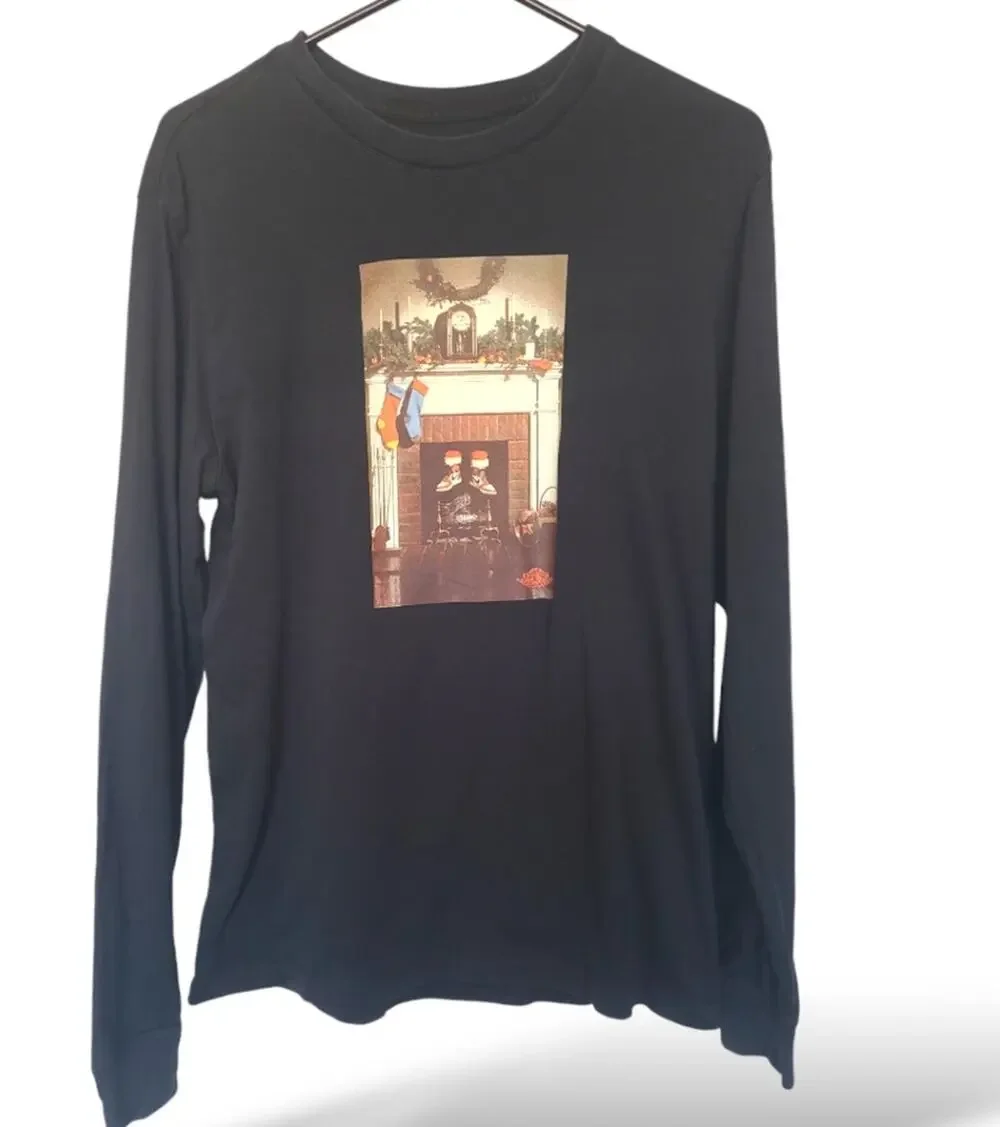 Jordan Mens Medium Sneakerhead Christmas Long Sleeve T Tee Shirt Black Cotton